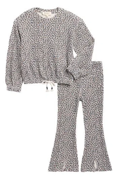 Jessica Simpson Kids' Ribbed Hacci Top & Leggings Set In Animal Print