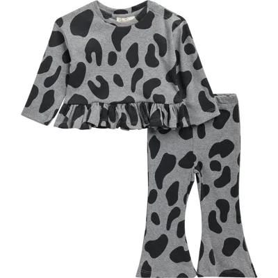 Jessica Simpson Babies'  Kids' Ruffle Long Sleeve Top & Flare Pants In Gray