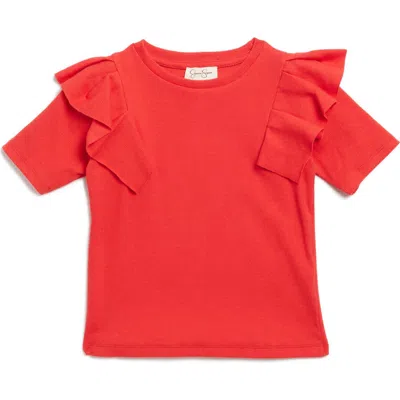 Jessica Simpson Kids' Ruffle Rib T-shirt In Red