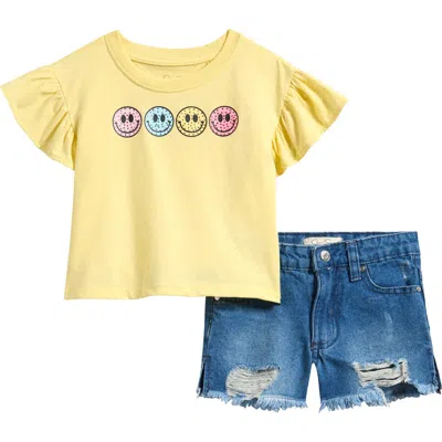 Jessica Simpson Kids' Ruffle T-shirt & Denim Shorts Set In Blue