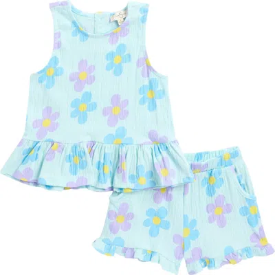 Jessica Simpson Kids' Ruffle Tank & Shorts Matching Set In Blue