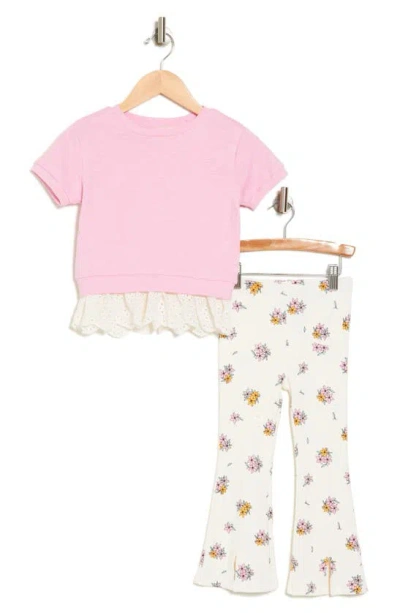 Jessica Simpson Kids' Ruffle Top & Bell Bottom Pants In Pink