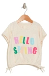 Jessica Simpson Kids' Scrunched Hem Graphic Tee In Oatmeal Heather