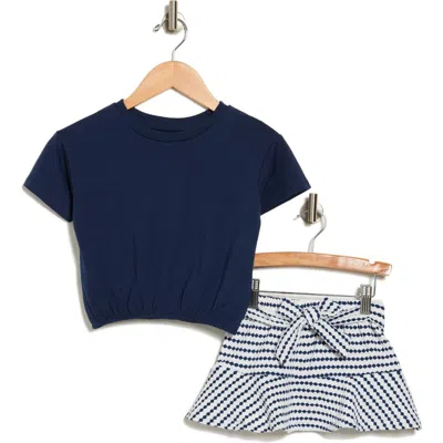 Jessica Simpson Kids' Short Sleeve Top & Print Skirt Set In Navy