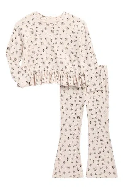 Jessica Simpson Kids' Stretch Rib Top & Flared Leggings Set In Multi