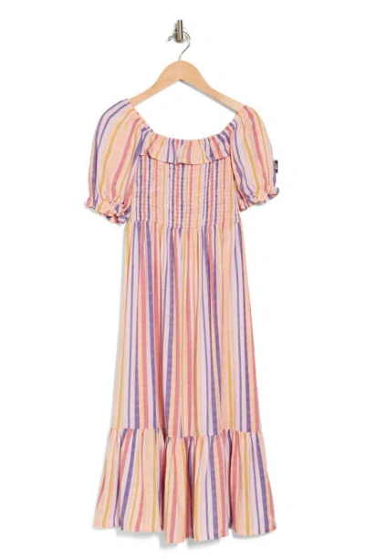 Jessica Simpson Kids' Stripe Puff Sleeve Dress In Pink