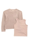 Jessica Simpson Kids' Tank & Open Stitch Sweater Set In Pink