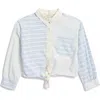 Jessica Simpson Kids' Tie Front Button-up Shirt In Blue