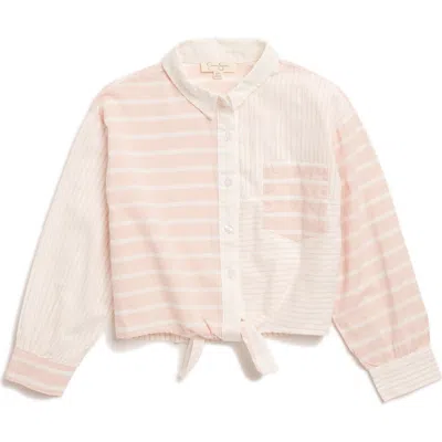 Jessica Simpson Kids' Tie Front Button-up Shirt In Rose Pink
