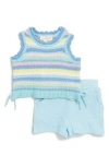 Jessica Simpson Babies'  Knit Tank & Gauze Shorts Set In Blue