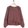 Jessica Simpson Lace Fleece Split Crewneck Sweatshirt In Brown