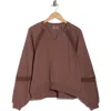 Jessica Simpson Lace Fleece Split Crewneck Sweatshirt In Brown