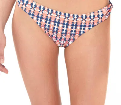 Jessica Simpson Laguna Beach Twisted Tab Hipster Bikini Bottom In Blue/pink In Multi