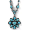 Jessica Simpson Large Turquoise Stone Flower Necklace In Blue