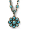 Jessica Simpson Large Turquoise Stone Flower Necklace In Blue