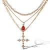 Jessica Simpson Layered Cross & Gem Necklace In Gold