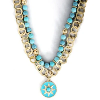 Jessica Simpson Layered Necklace With Turquoise Beads