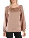 JESSICA SIMPSON LAYLA WOMENS SHIMMER KEYHOLE PEASANT TOP