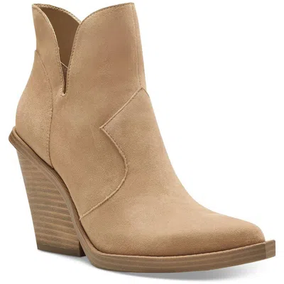 Jessica Simpson Leeshi Womens Cut-out Pointed Toe Ankle Boots In Brown