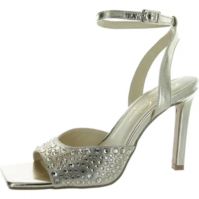 Jessica Simpson Lendall Womens Square Open Toe Ankle Strap Pumps In White