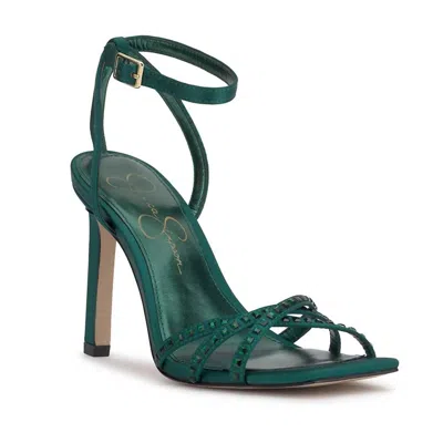 Jessica Simpson Leonah High Heel Sandal In Evergreen In Evergreen Satin