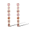 Jessica Simpson Light Pink Crystal Linear Drop Earrings In Multi