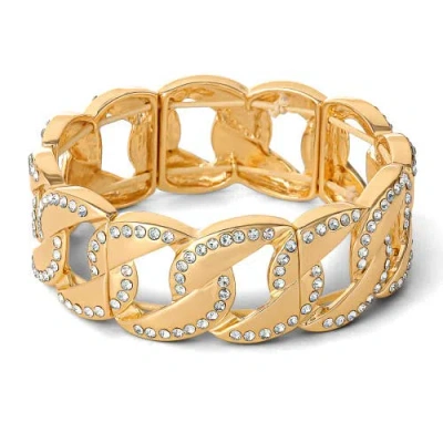Jessica Simpson Link Bracelet With Crystals In Gold