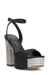 Jessica Simpson Womens Block Heel Man Made Ankle Strap In Black