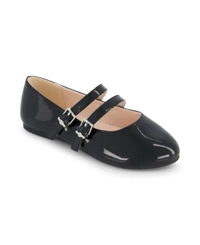 Jessica Simpson Kids' Little And Big Girls Amy Doubele Strap Ballet Flat In Black