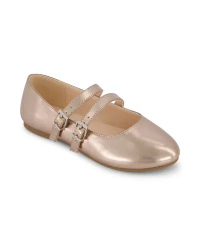 Jessica Simpson Kids' Little And Big Girls Amy Doubele Strap Ballet Flat In Black