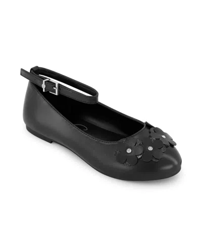 Jessica Simpson Kids' Little And Big Girls Amy Petal Ballet Flat In Black