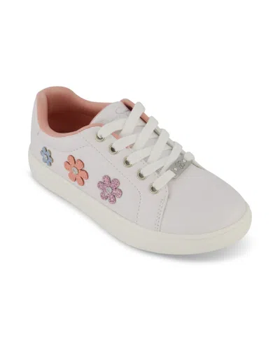 Jessica Simpson Kids' Little And Big Girls Gina Flower Low Court Lace Up Shoes In White