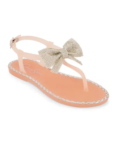 Jessica Simpson Kids' Little And Big Girls Jelly Bow Buckle Closure Sandals In Blush