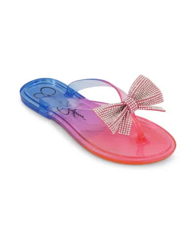 Jessica Simpson Kids' Little And Big Girls Jelly Bow Slip On Sandals In Pink Multi