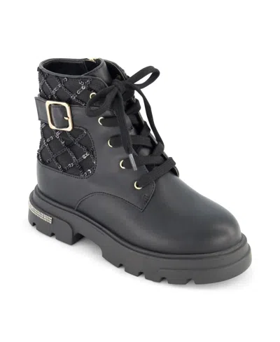 Jessica Simpson Little And Big Girls Rosa Buckle Moto Boot In Black