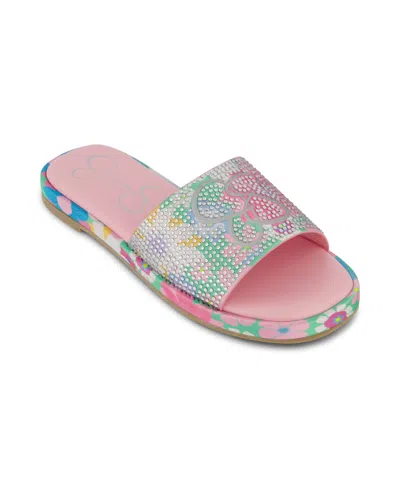 Jessica Simpson Kids' Little And Big Girls Sora Logo Floral Casual Slide Sandals In Blue