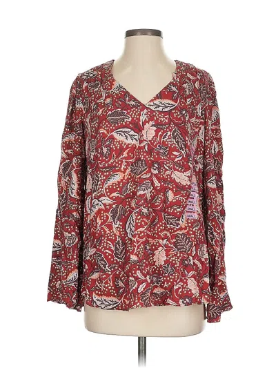 Pre-owned Jessica Simpson Long Sleeve Blouse In Burgundy