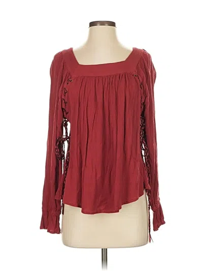 Pre-owned Jessica Simpson Long Sleeve Blouse In Burgundy