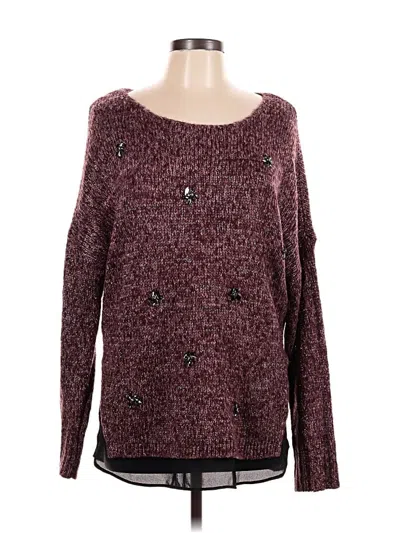 Pre-owned Jessica Simpson Long Sleeve Top Burgundy Boatneck Tops