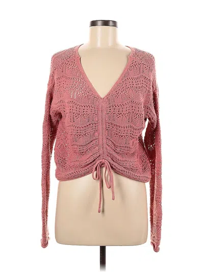 Pre-owned Jessica Simpson Long Sleeve Top Pink Plunge Neckline Tops