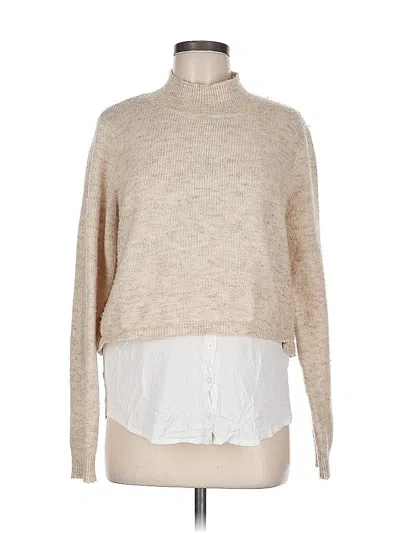 Pre-owned Jessica Simpson Long Sleeve Top Tan Turtleneck Tops In Brown