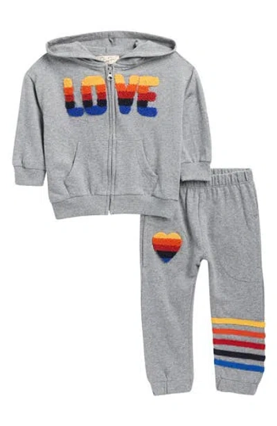 Jessica Simpson Babies'  Love French Terry Zip-up Hoodie & Joggers Set In Gray