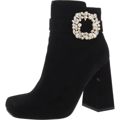 JESSICA SIMPSON LUMINNA WOMENS SUEDE RHINESTONE BOOTIES
