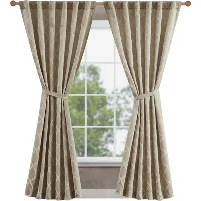Jessica Simpson Lynee Geometric Satin Jacquard Blackout Curtains In Neutral