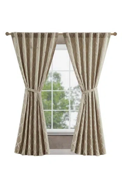 Jessica Simpson Lynee Geometric Satin Jacquard Blackout Curtains In Neutral