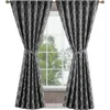 Jessica Simpson Lynee Geometric Satin Jacquard Blackout Curtains In Grey