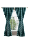Jessica Simpson Lynee Textured Diamond Patterned Blackout Back-tab Window Curtain Panel Pair With Tiebacks, 52" X 96 In Teal