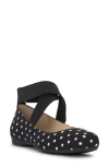 Jessica Simpson Women's Mandalaye Elastic Criss-cross Ankle Strap Ballet Flats In Black,white Polka Dot