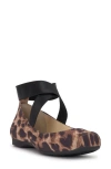Jessica Simpson Mandayss Ankle Strap Ballet Flat In Natural Leopard Faux Suede