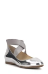 Jessica Simpson Mandayss Ankle Strap Ballet Flat In Silver